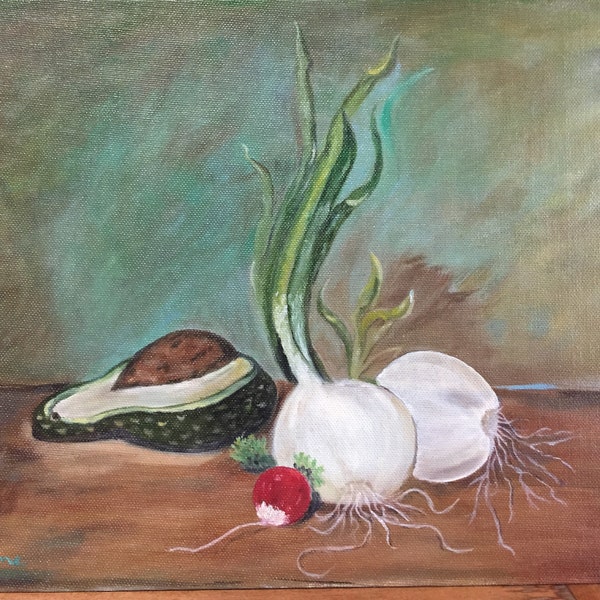 Avocado and Onion Oil Painting