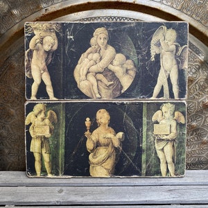 Angels and Cherubs/Jeff Cane-An Englishman in LA/Wooden Archival Tablet/Raffaello Sanzio/Charity and Faith/Handmade Tablet