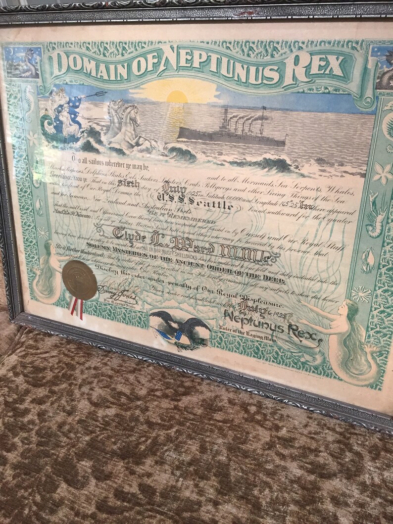 Domain of Neptunus Rex Certificate July 61925 Etsy UK
