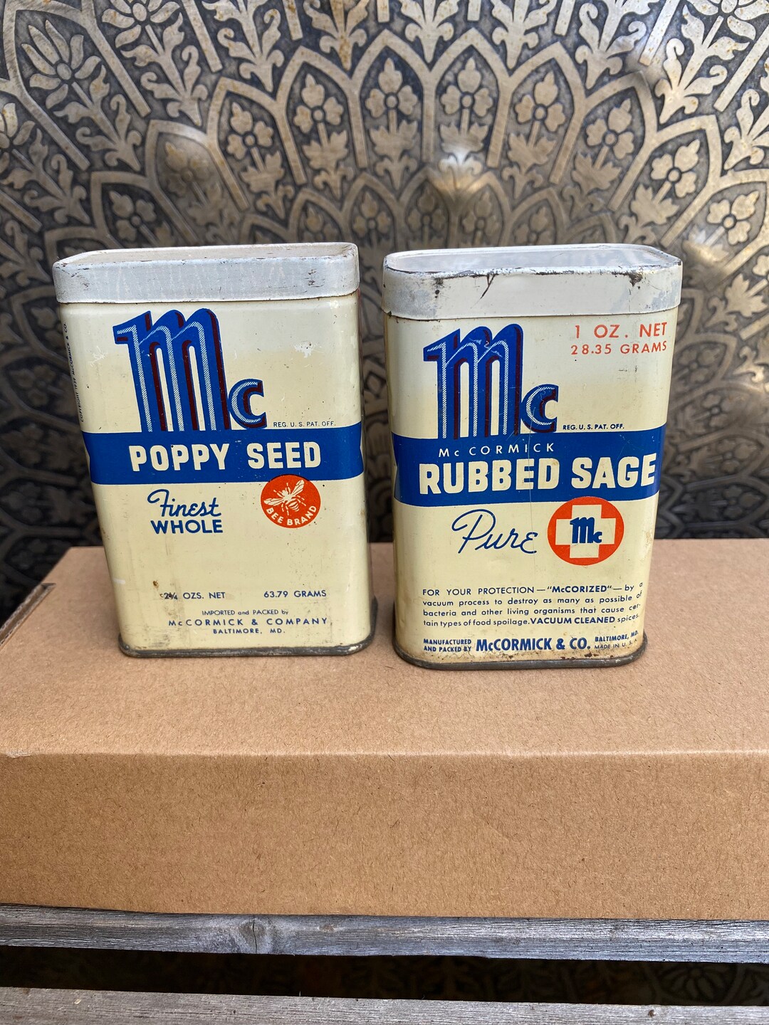 Two Vintage Mccormick Spice Tins/vintage Tins/poppy Seed Etsy