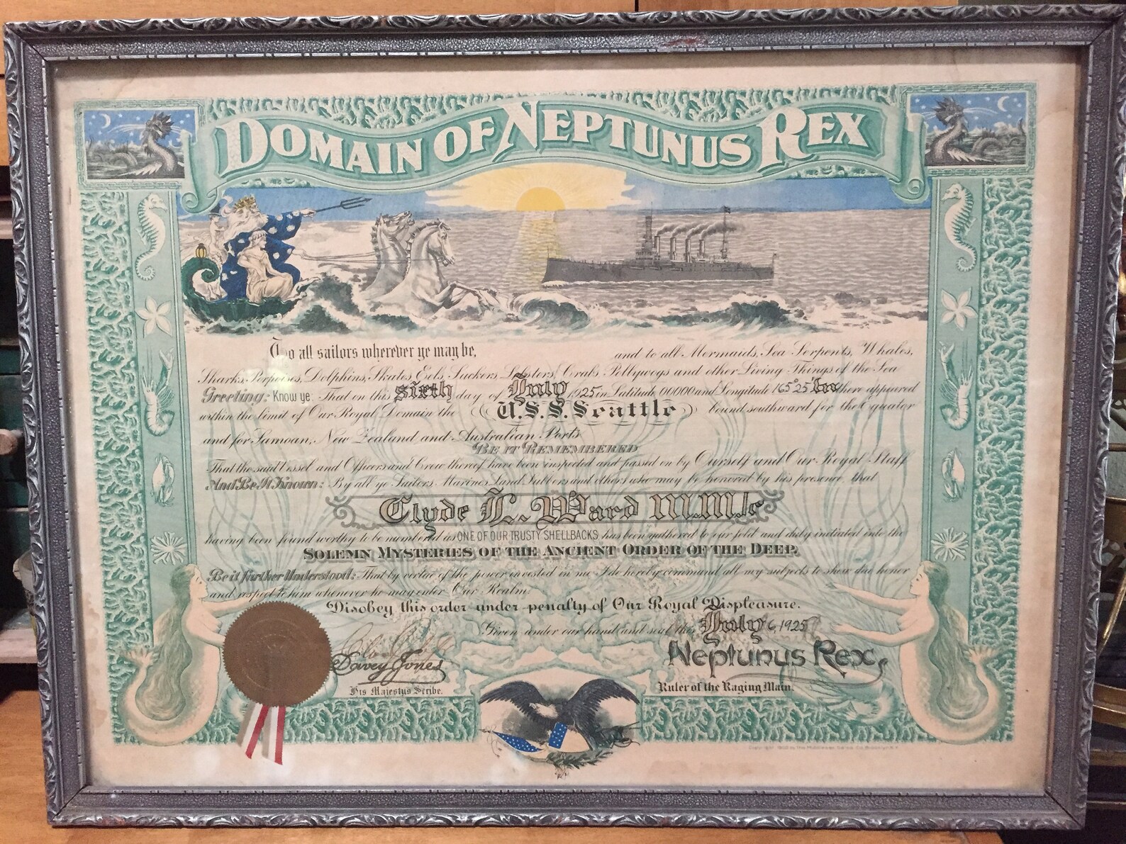 Domain of Neptunus Rex Certificate July 61925 Etsy