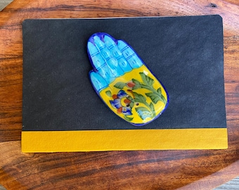 Boho Hand Incense Burner, Art Pottery Ring Dish