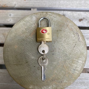 Vintage Small Brass Samsonite Luggage Padlock with 2 Keys