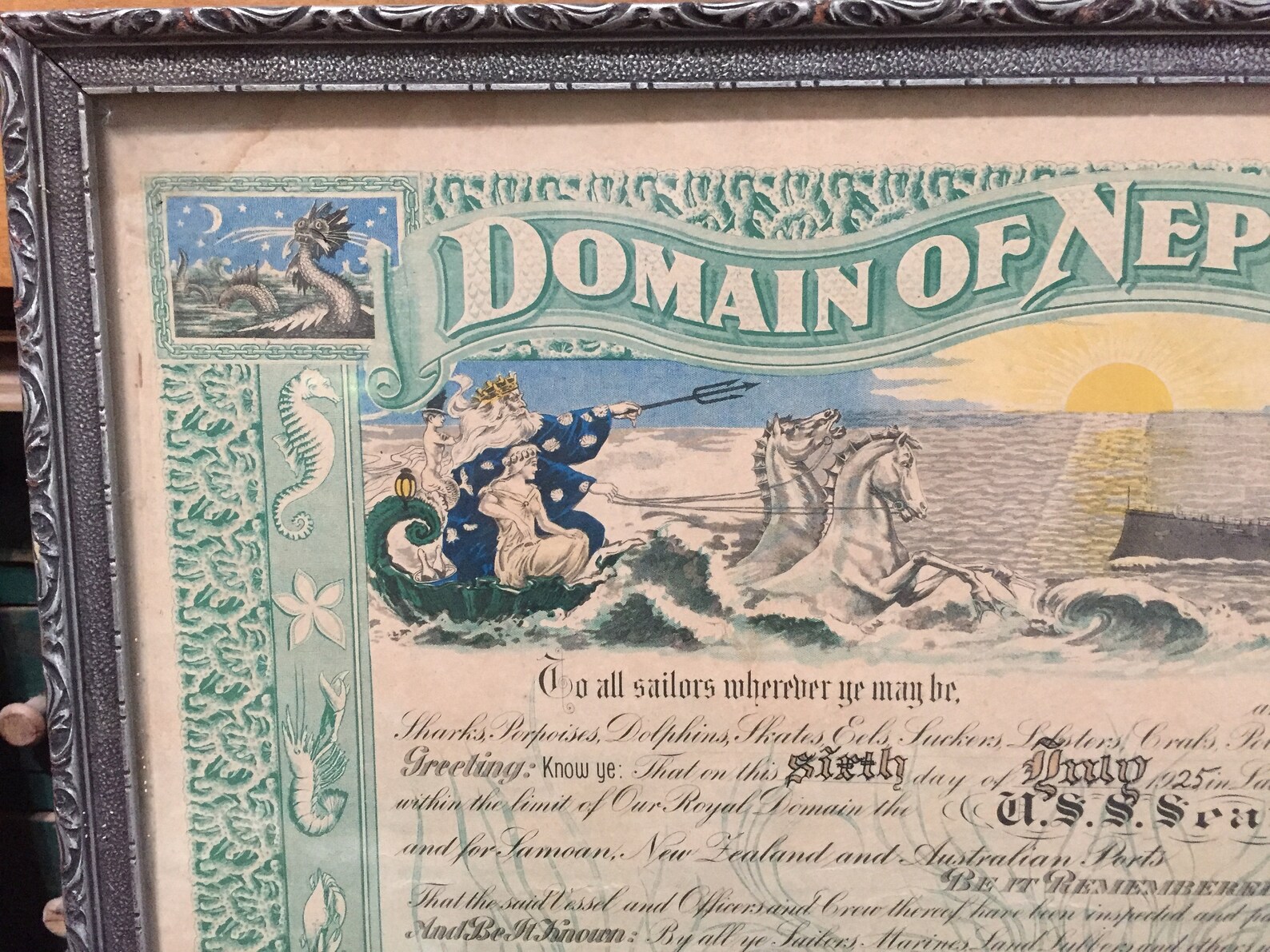 Domain of Neptunus Rex Certificate July 61925 Etsy Ireland