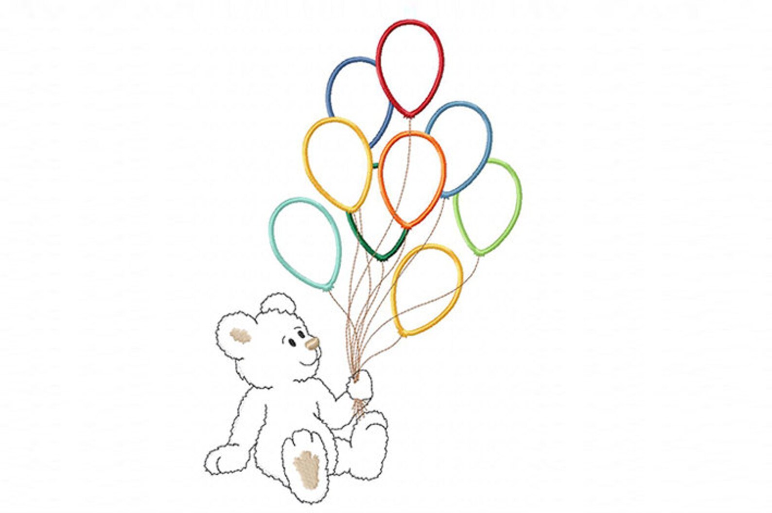 Stickdatei Teddy mit Luftballons Etsy