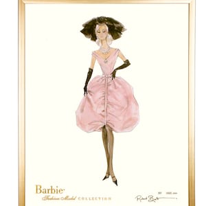 Barbie Blush Limited Edition Fashion Print by Robert Best. Signed and Numbered with Certificate of Authenticity in Vintage Gold Frame