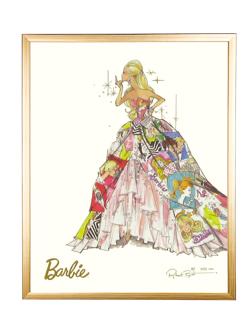 Barbie Generation of Dreams LIMITED EDITION Fashion Print by Robert Best. Signed and Numbered with Certificate of Authenticity & Gold Frame image 1