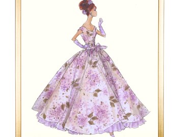 Barbie Violette LIMITED EDITION Fashion Print by Robert Best. Signed and Numbered With Certificate of Authenticity Gold Frame Etsy