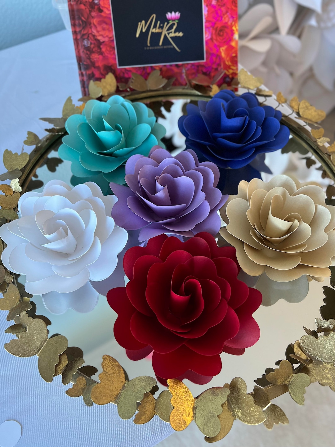 Paper Flower Rose Flat Base 6