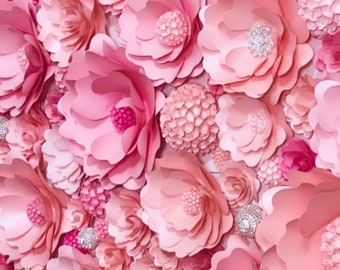 Paper Flower wall- Pink shades 8' x 8 '