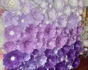 Paper Flower wall- Purple Ombre 8' x 8'