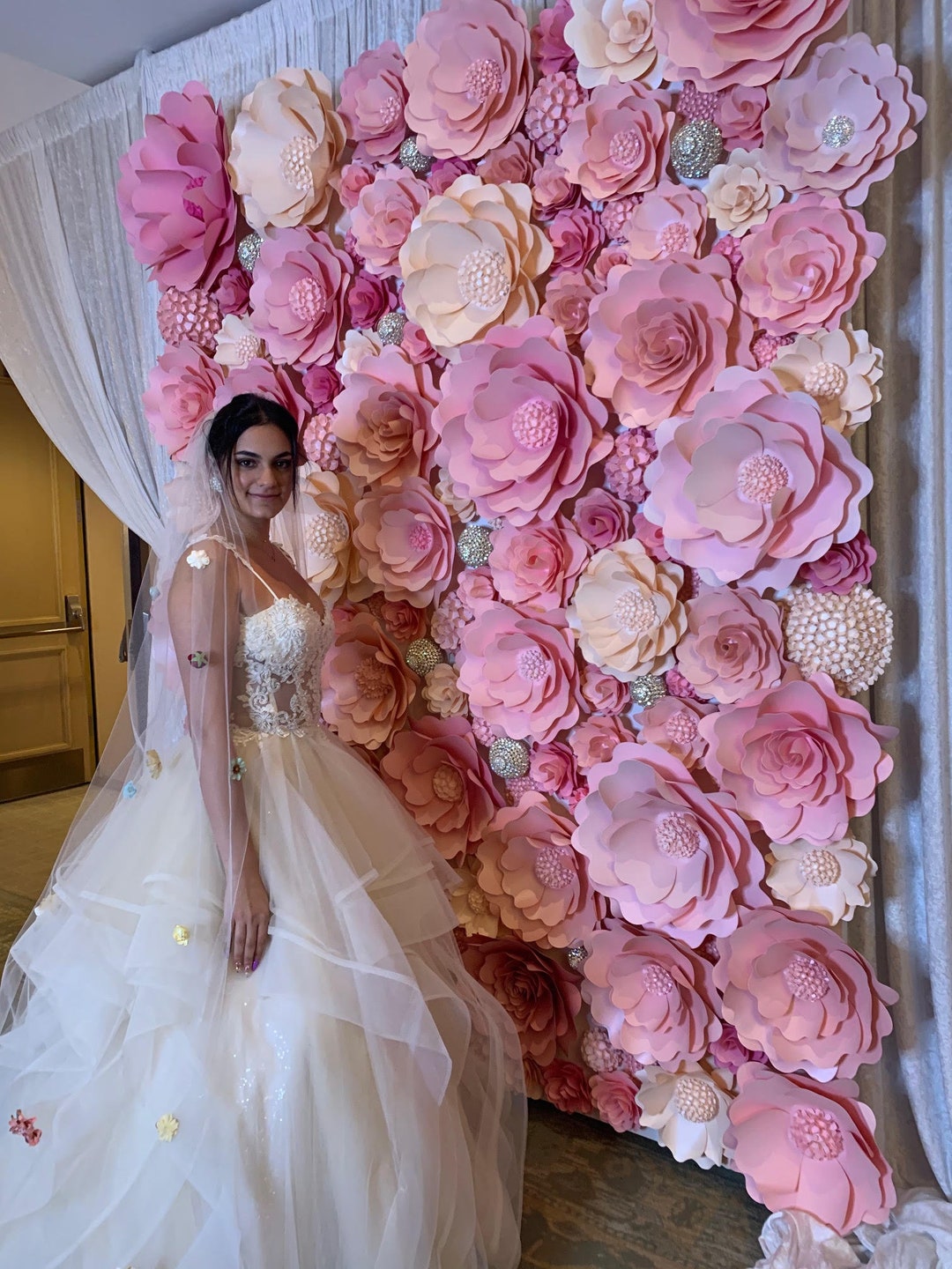 Pink flower wall- Paper flower backdrop-#10 - Mahi Rehan