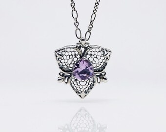 Lavender Amethyst 925 Silver Lily Flower Lace Openwork Pendant Exclusive Designer Jewelry- Trillium Series by RealizedStudio