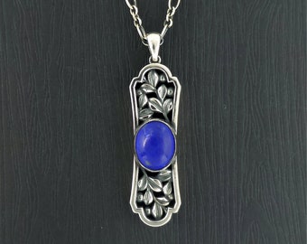 Lapis Lazuli Sterling Silver 925 Mini Tag Pendant Exclusive Artisan Jewelry - Verduxo Series by RealizedStudio