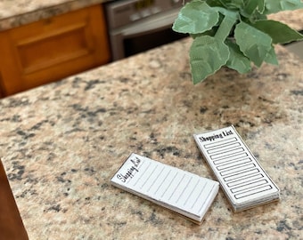 Miniature Shopping List Memo Pad, 1:12 Dollhouse Stationery Pad, Miniature Notepad, Dollhouse Kitchen Accessories
