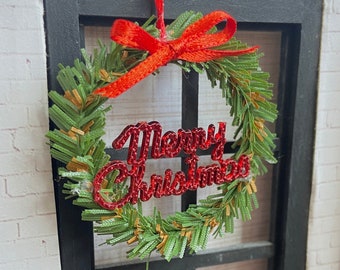 1:12 Merry Christmas Wreath for Dollhouse, Miniature Doll Holiday Accessory