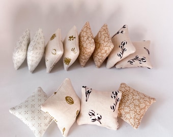 Miniature Throw Pillow, Warm Neutral, 1:12 Dollhouse Home Decor