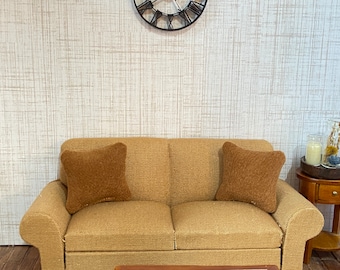 Dollhouse Miniature Pillows, Caramel Faux Leather, Set of 2