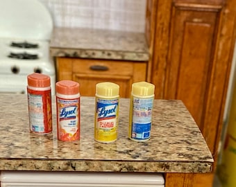Miniature Lysol Wipes Canister, 1:12 Dollhouse Cleaning Accessories, Miniature Props