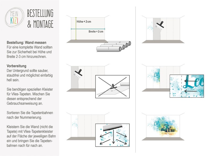 Traktor Tapete mit Namen personalisierte Kinderzimmer Tapete Bild 7