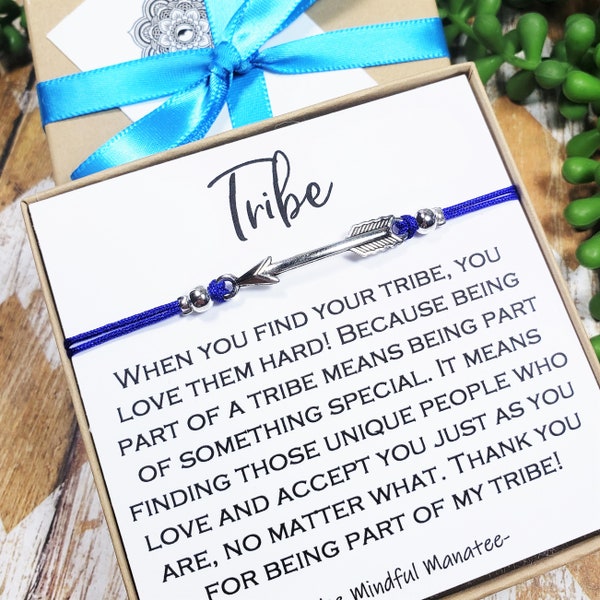 Gift for Your Tribe, Tribe Card and Bracelet, Gift for Friends, Arrow Charm Bracelet, Best Friends Gift, Tribe of Friends