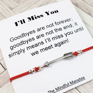 I'll Miss You Card and Bracelet Going Away Gift Back to - Etsy