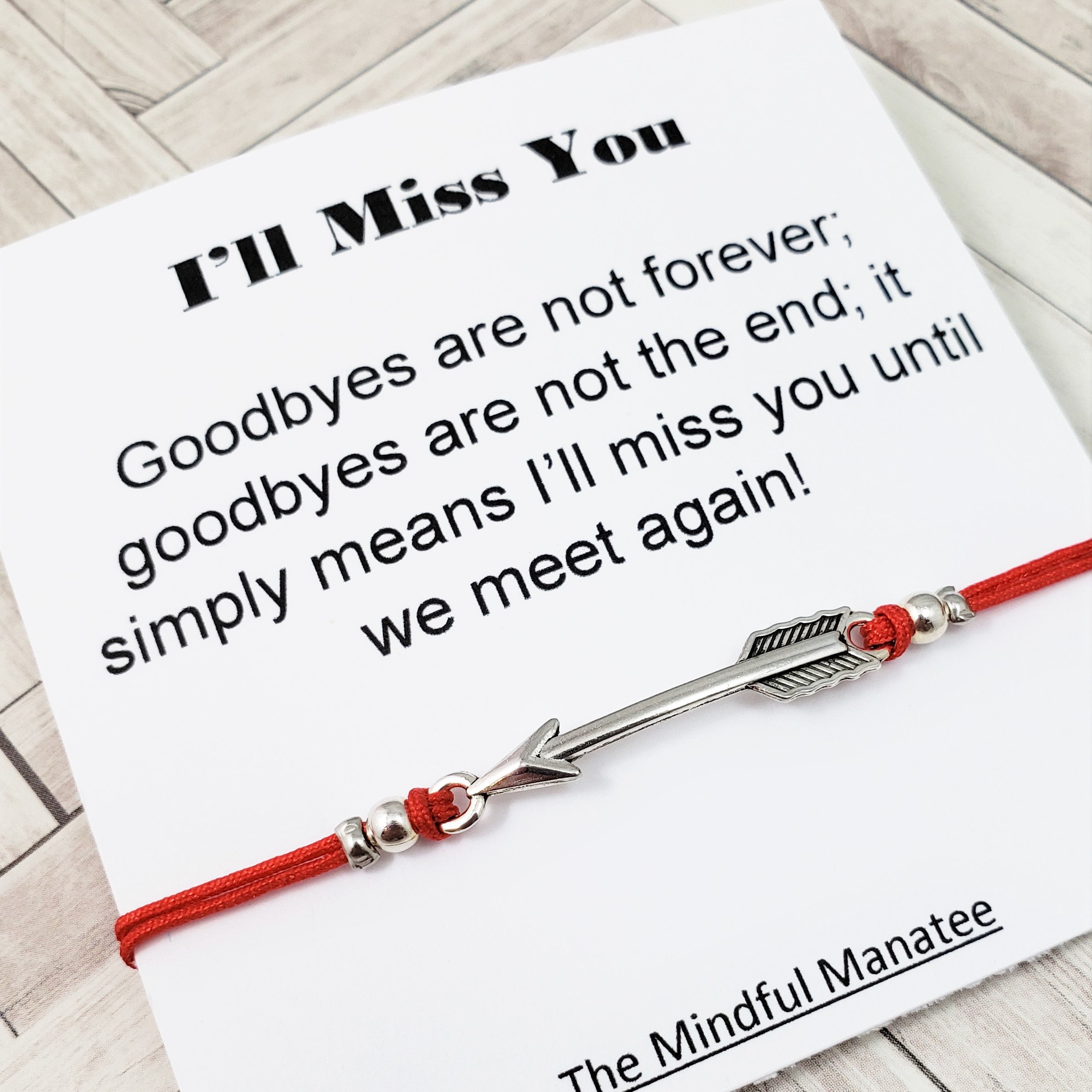 I'll Miss You Card and Bracelet Going Away Gift Back to - Etsy