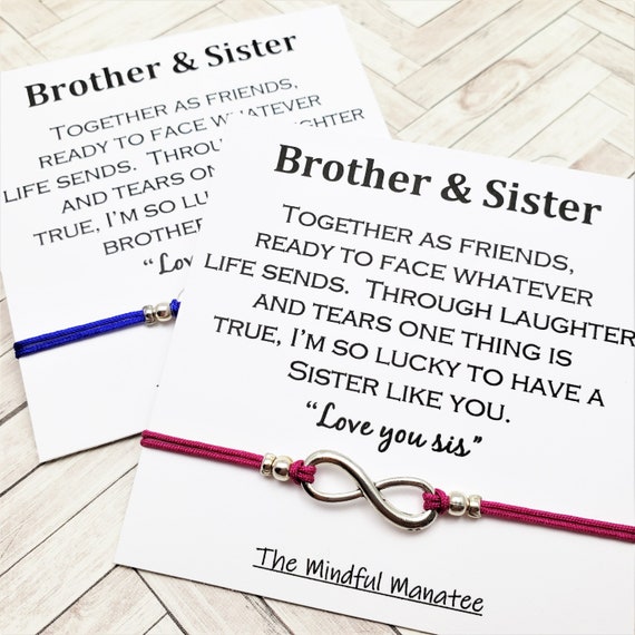 Set of Two Brother & Sister Bracelets, Brothers and Sisters Side by Side  Card, Gift for Brother, Gift for Sister - Etsy | Gift for brother, Sister  bracelet, Sister gifts