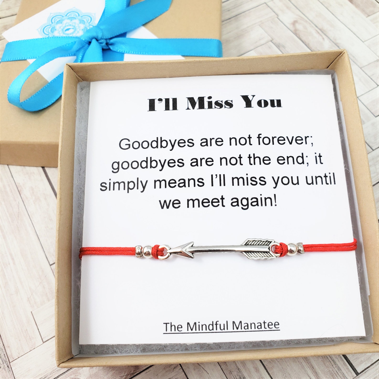 I'll Miss You Card and Bracelet Going Away Gift Back to - Etsy