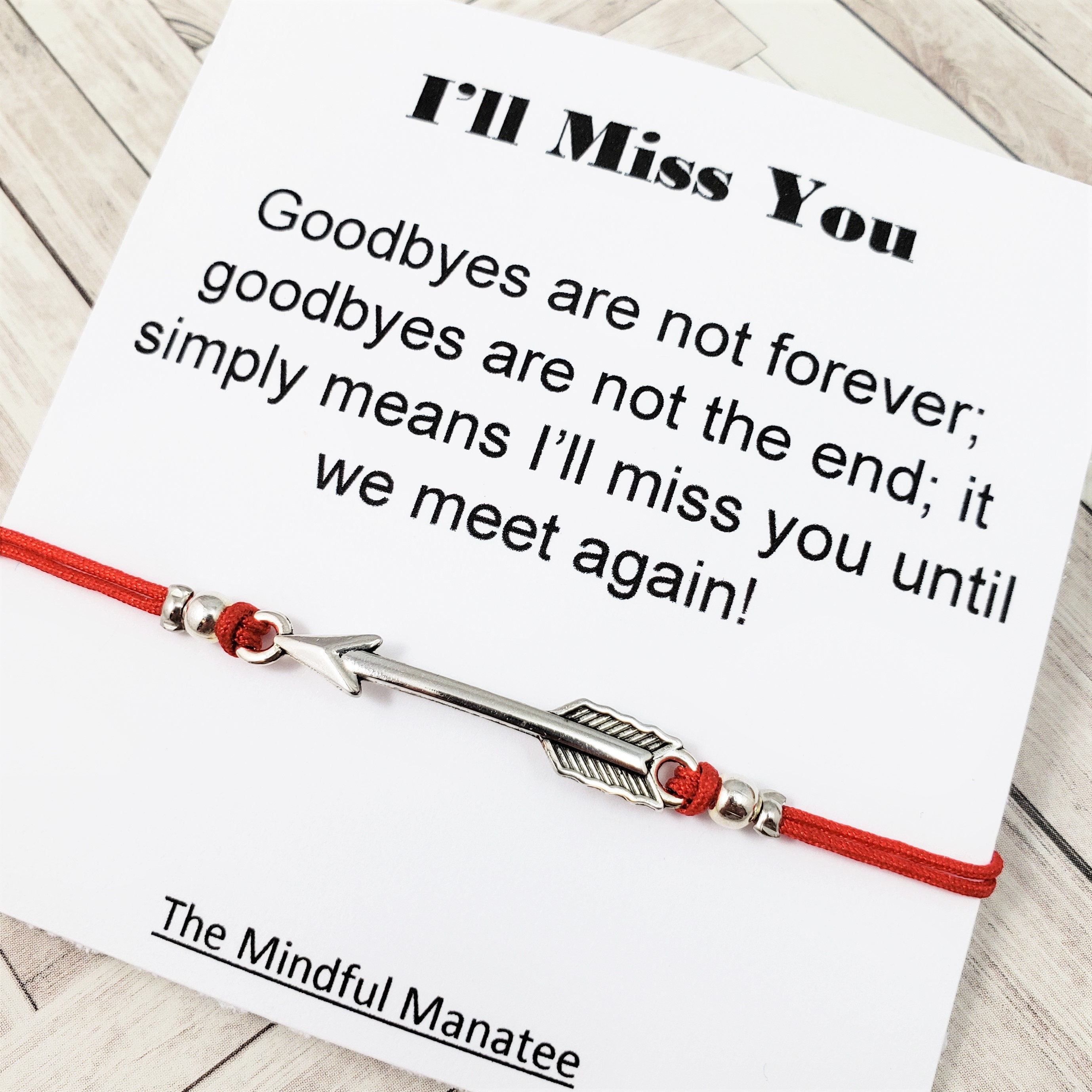 I'll Miss You Card and Bracelet Going Away Gift Back to - Etsy