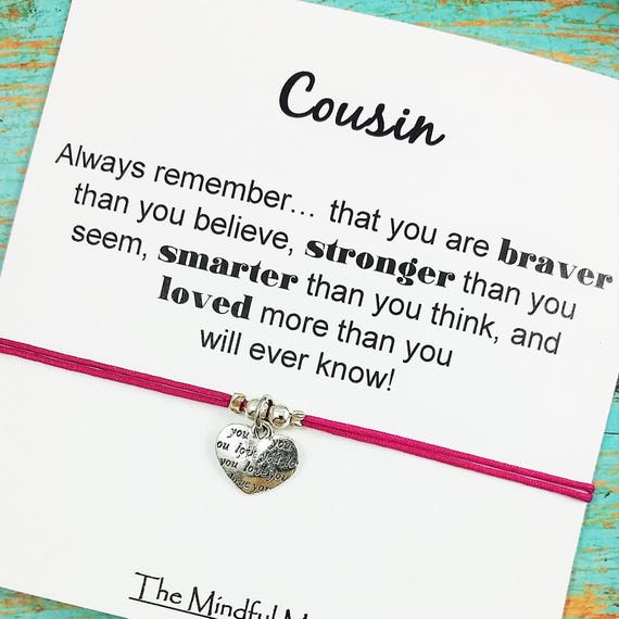 Gift For Cousin Love You Heart Charm Bracelet Cousin Gift Etsy