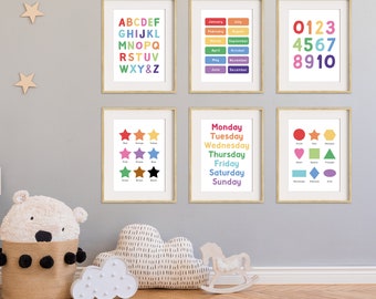 Poster educativi per l'istruzione parentale, stampe per la sala giochi (download digitale)