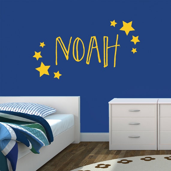 Personalised Name Wall Sticker With Stars Name With Stars Wall Art Space Bedroom Decor Bespoke Star Wall Sticker Space Wall Sticker
