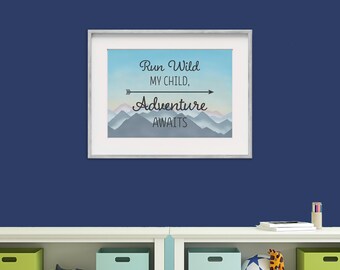 Stampa "Avventura ti aspetta in montagna", decorazione per la camera dei bambini (download digitale)