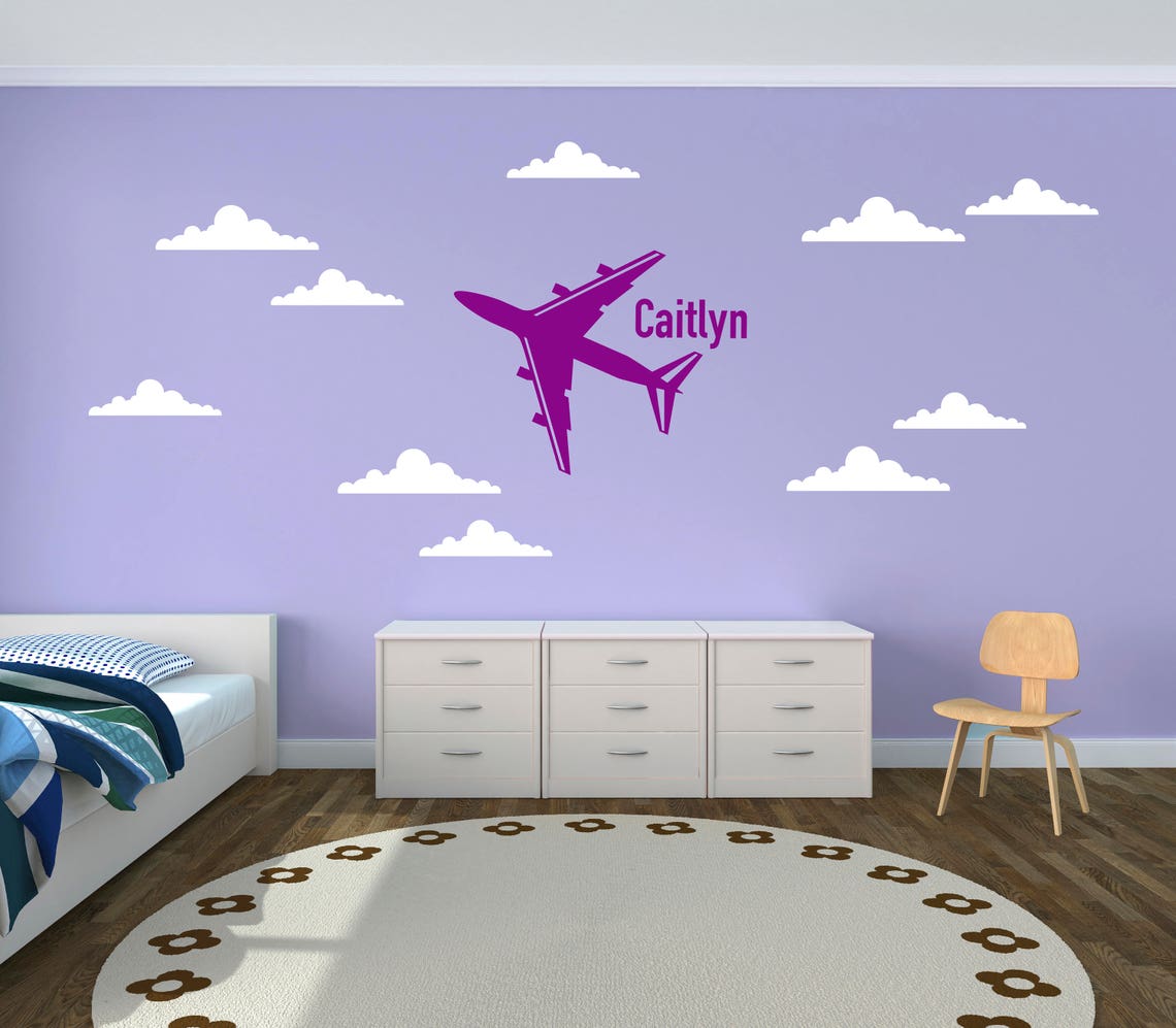 Aeroplane Wall Sticker Personalised Passenger Jet Wall Etsy