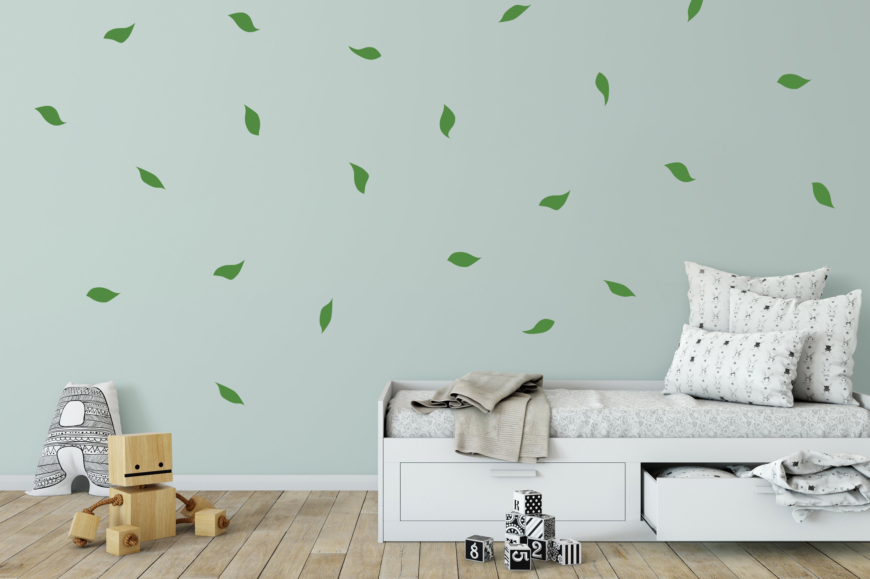 Leaf Wall Stickers Set of Leaves Wall Decals Leaf Nursery Etsy