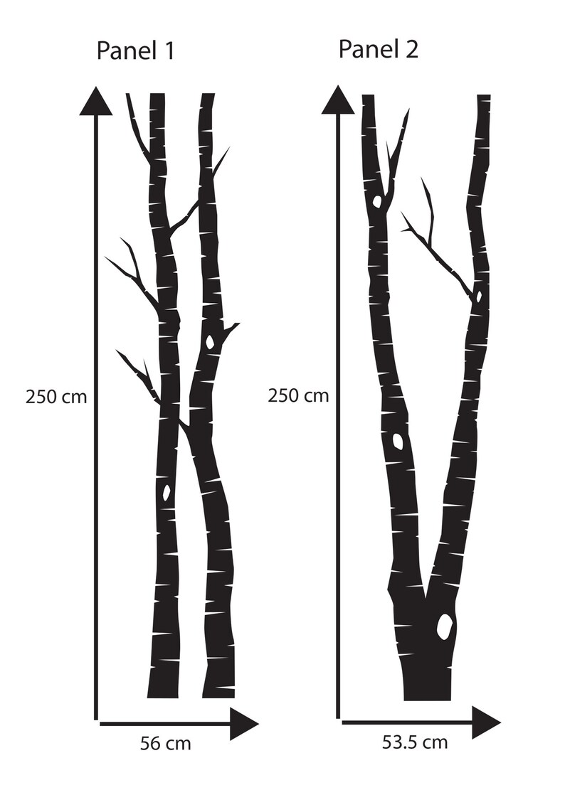 Birch Tree Wall Sticker Silver Birch Tree Decal Two Panels Etsy