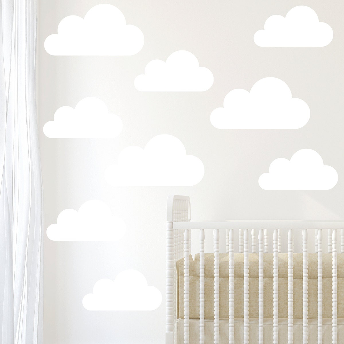 Set of Large Clouds Wall Decal Nursery Wall Decal Childs Etsy