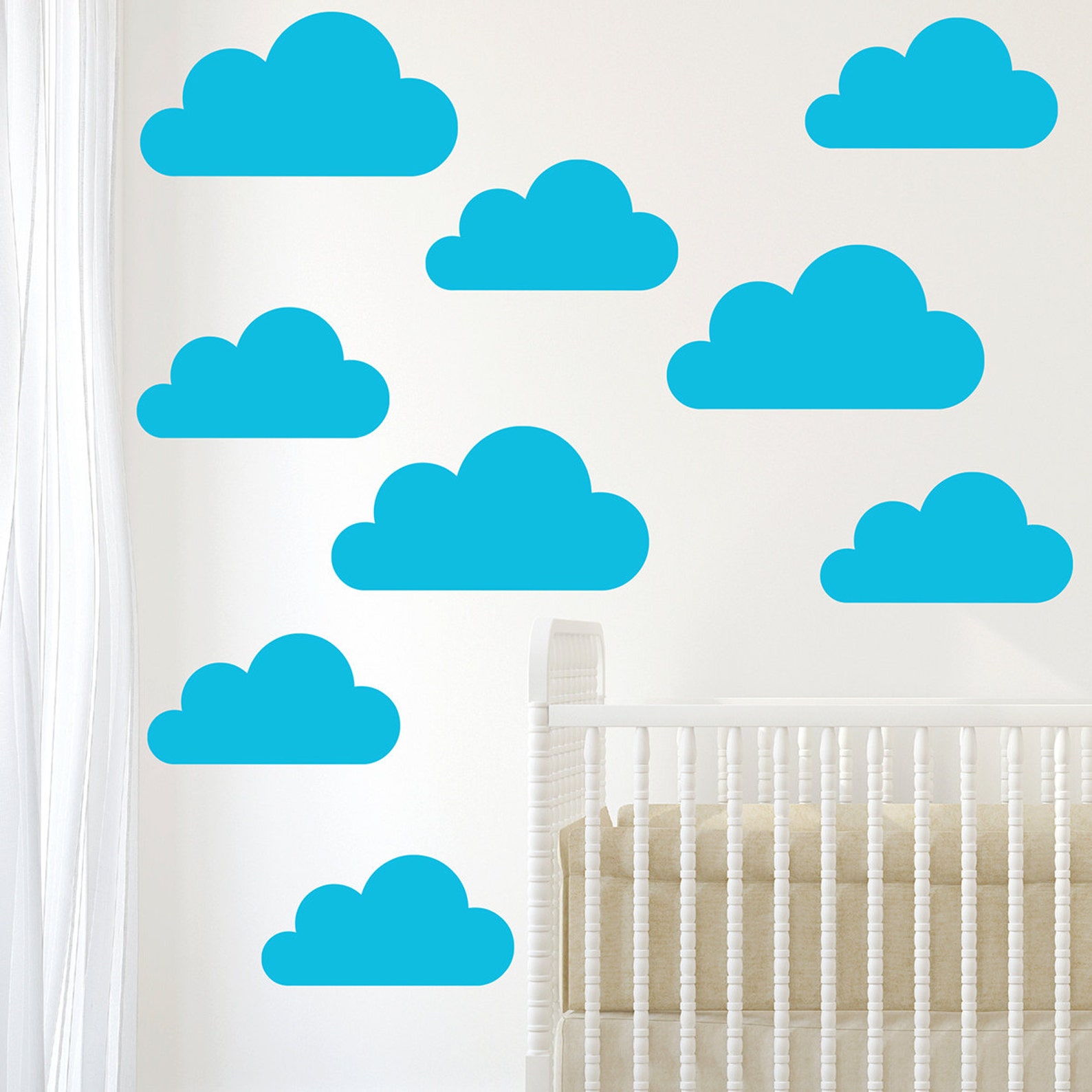 Set of Large Clouds Wall Decal Nursery Wall Decal Childs Etsy