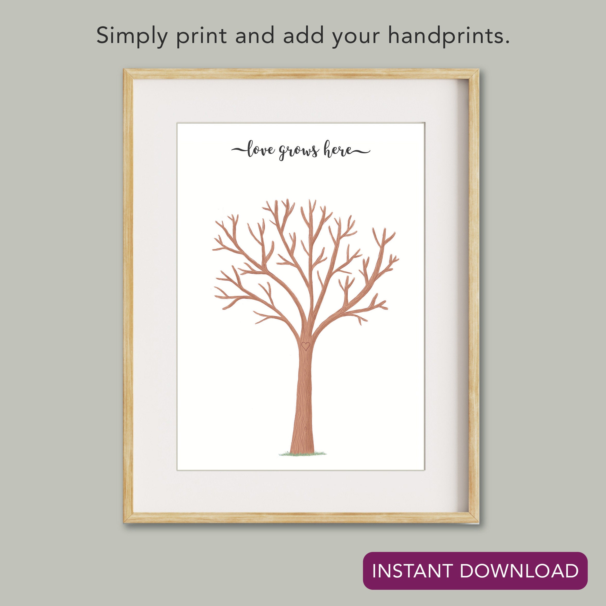 Handprint Tree Printable - Love Grows Here Family Tree Print - Instant ...