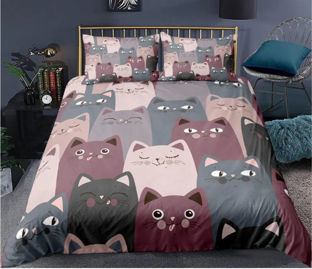 Cat Bedding Cute Bedding Sets, Multi Cat Bedding Set With Quilt Cover