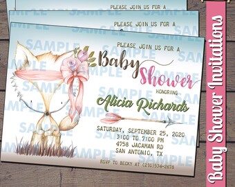 Fox Baby Shower Invitations Fox Baby Shower Printable - Etsy
