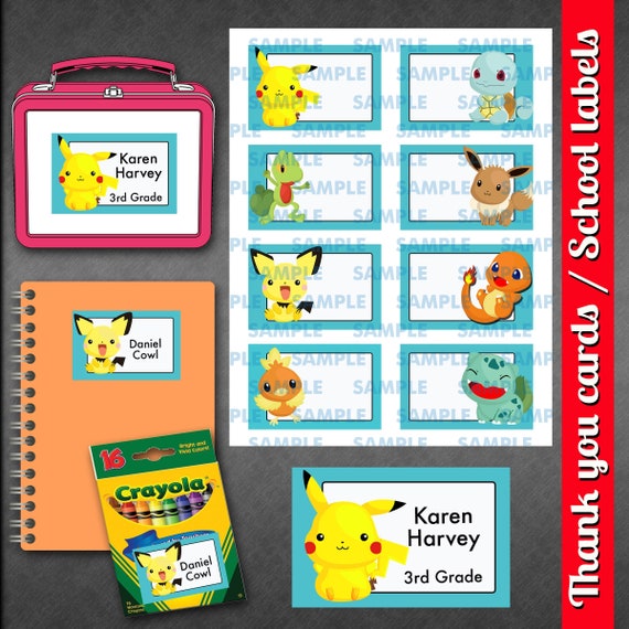 pokemon printable labelspokemon name cardspokemon school etsy canada