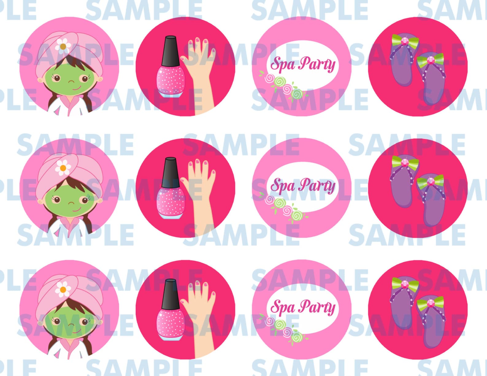 Printable Spa Cupcake Toppers-spa Stickers-spa Cupcake - Etsy