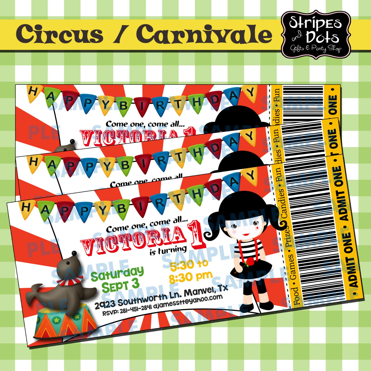 Ticket Circus Invitation Circus Circus Party Carnival Etsy
