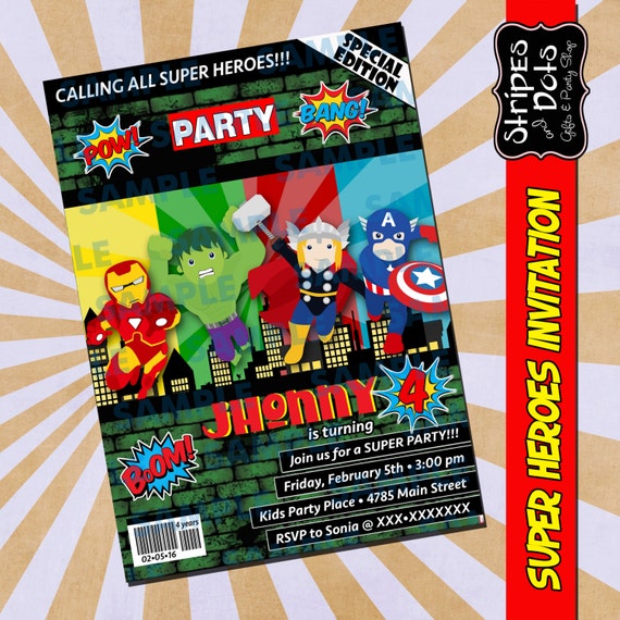 Superhelden Einladung Avengers Einladung Kids Etsy