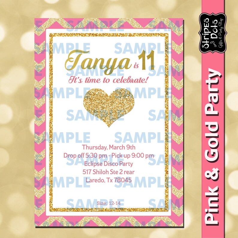 Pink and Gold Invitationpink and Gold Partygirls Etsy