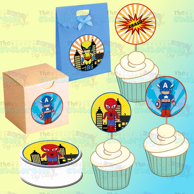 Printable Superhero Cupcake Toppers Superhero - Etsy