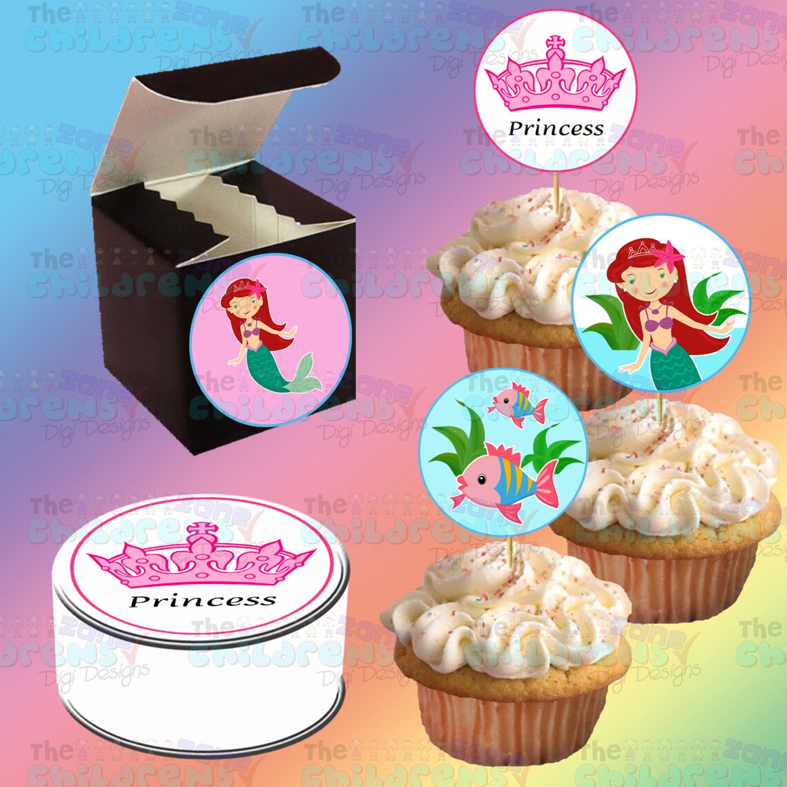 Printable Ariel Cupcake Toppers-ariel Stickers-little Mermaid | Etsy