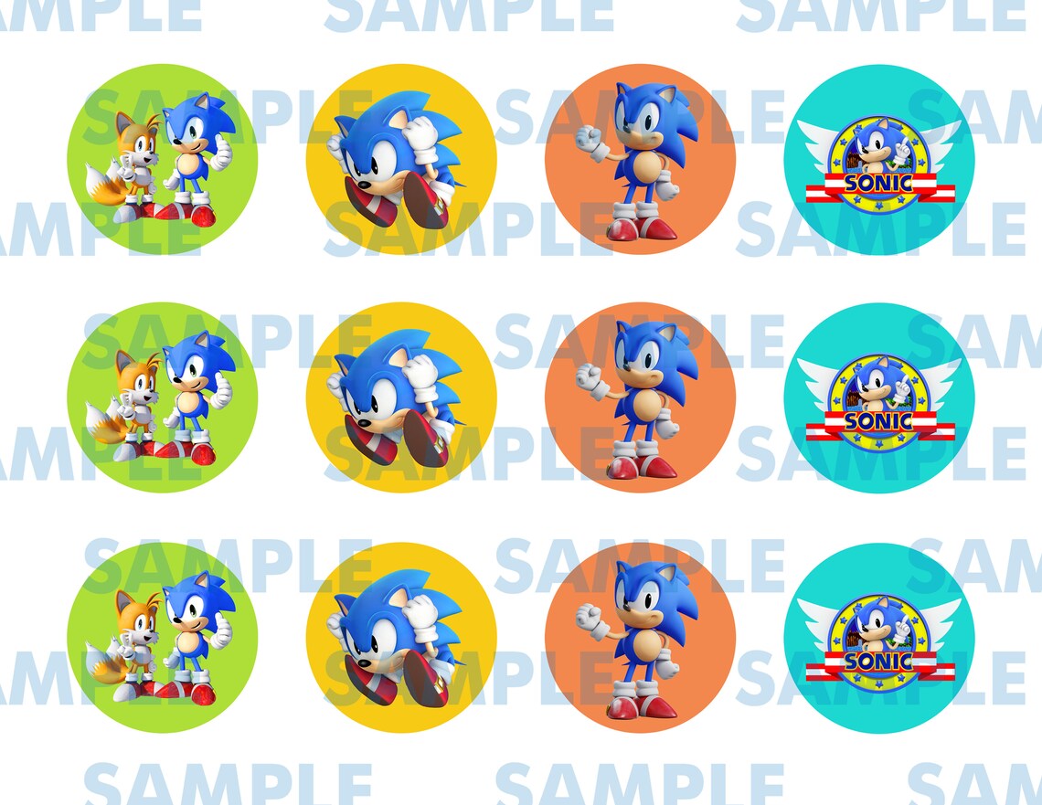 Printable Sonic Cupcake Topperssonic Stickerssonic Cupcake Etsy